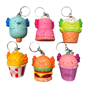 Keychain Squish Mini Axolotl/Fast Food 5cm